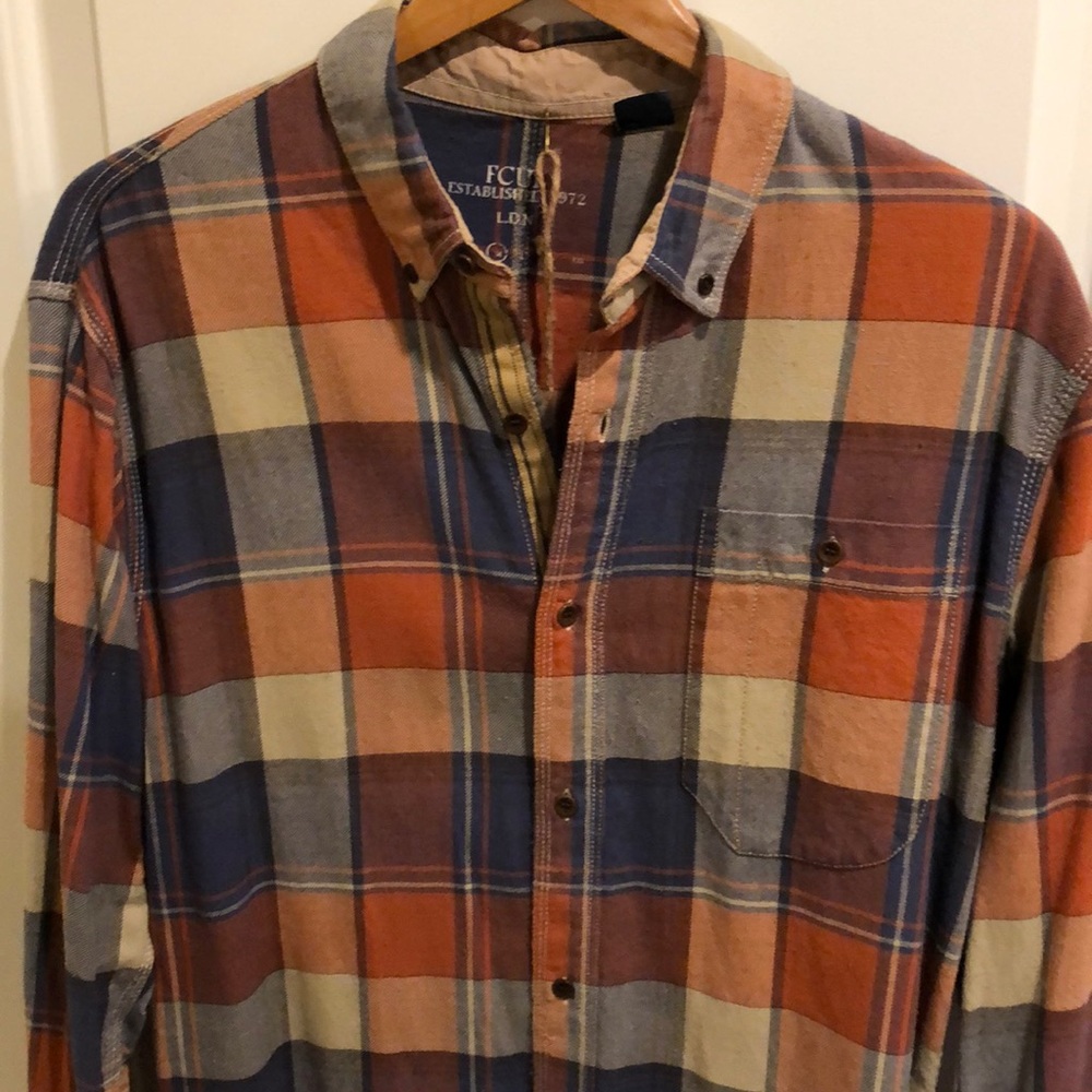 FCUK lightweight flannel, plaid button down